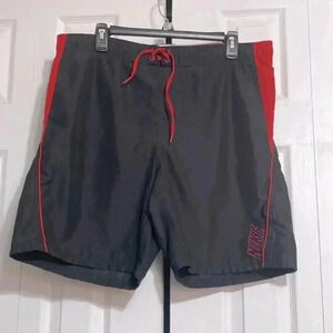 Nike Men's Boardshorts black & red embroidered Swoosh logo size medium